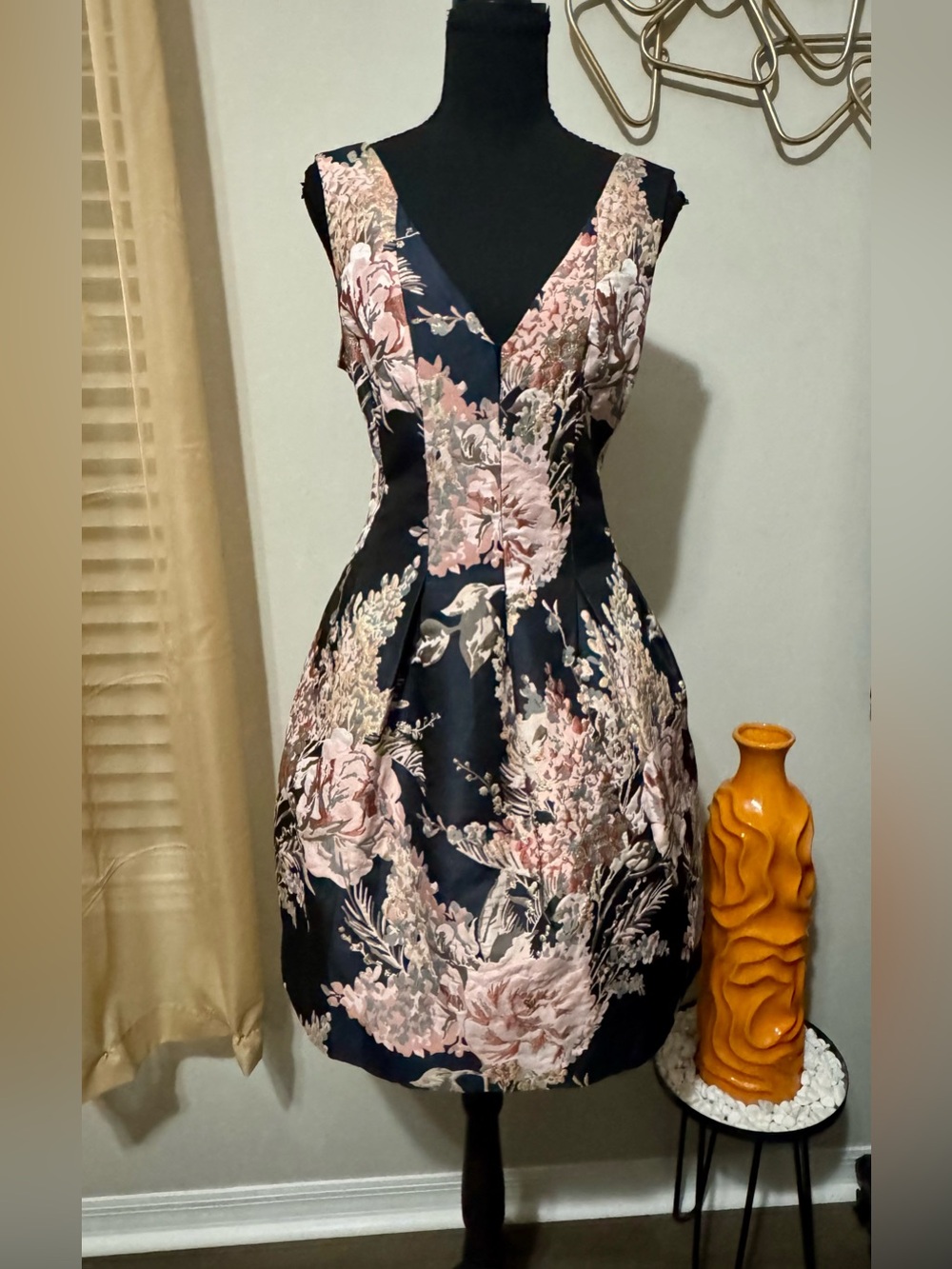 Vince Camuto Black Dress with Blush Floral Print